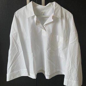 KULE WHITE CROPPED COTTON BUTTON-DOWN